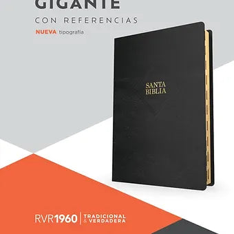 Biblia letra gigante RVR 1960, Piel Fabricada Negro Con Indice