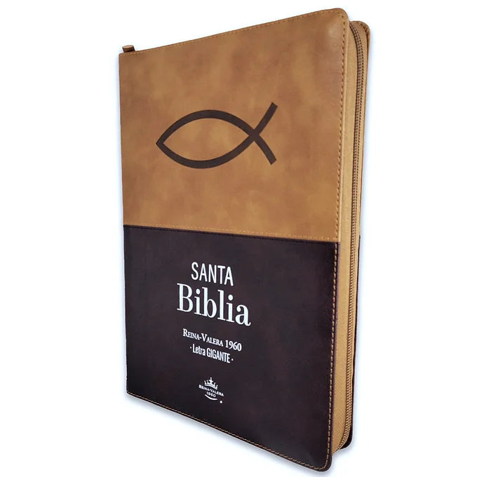 Biblia Letra Gigante 15 puntos RV1960, Imitacion Piel Cafe con Indice y Zipper