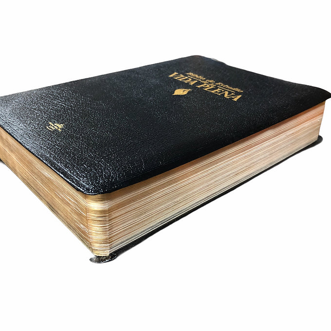 Biblia De Estudio Vida Plena RVR 1960, Piel Elaborada Negro