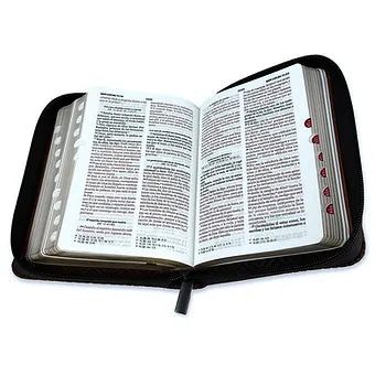Biblia de Bolsillo con Cierre, 8 Puntos RV1960, Imitacion Piel Duotono Cafe con