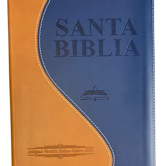 Biblia Letra Gigante RVR 1909, Simil Piel Crema-Azul Con Indice