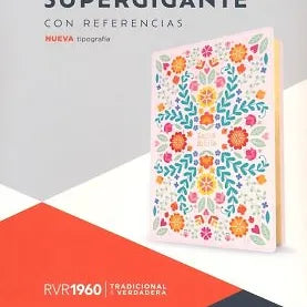 Biblia letra supergigante RVR60 edicion 2023, Floreada Simil Piel con Indice