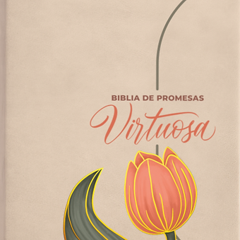 Biblia de Promesa RVR 1960, Virtuosa, Letra gigante, Piel Especial Crema con Ind