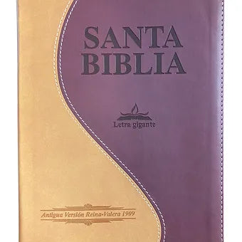 Biblia Letra Gigante RVR 1909, Simil Piel Crema-Marron Con Indice