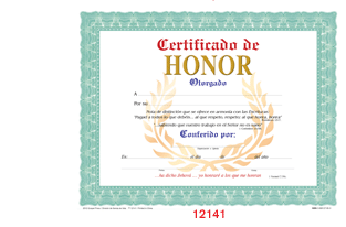 Certificado de "Honor"