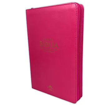 Biblia Tamano Manual Letra Grande 12 Puntos RVR60 | Imitacion Piel Fuscia con indice y cierre