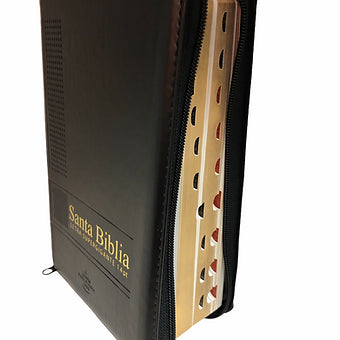 Biblia Letra Gigante 14 Pts Tamaño Manual RVR60, Piel Negro con Índice y Cierre
