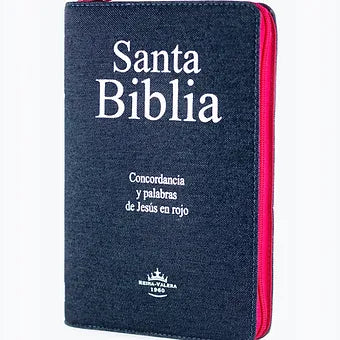 Biblia RVR1960  Letra Grande 12 Pts  Tamano Manual Cierre, Jean Rosa Con Indice