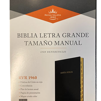 Biblia Letra Grande Tamano Manual RVR60, Imitacion Piel Negro Con Indice
