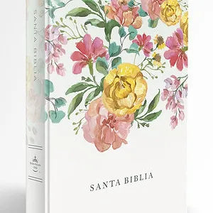 Biblia Letra Grande Tamano Manual,RVR60, Tapa Dura, Flores Rosadas