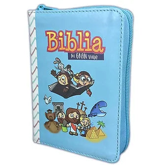 Biblia Mi Gran Viaje de Bolsillo con Cierre RV1960,  Imitacion Piel Celeste