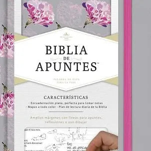 Biblia De Apuntes RVR 1960, Tela Impresa Gris y Floreado
