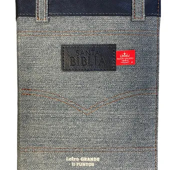 Biblia Tamaño Compacta RVR60, 11Pts, Indice, Zipper | Jean Cinta Azul