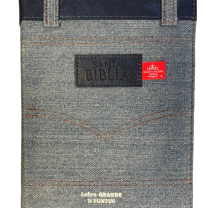 Biblia Tamaño Compacta RVR60, 11Pts, Indice, Zipper | Jean Cinta Azul