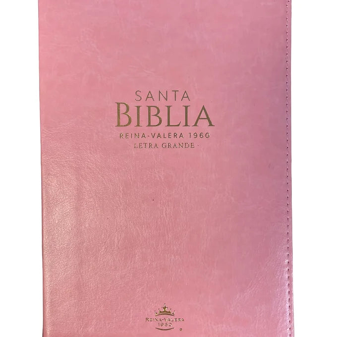 Biblia Tamano Manual Letra Grande 12 Puntos RV60 | Imitacion Piel Rosa con Indice y Cierre