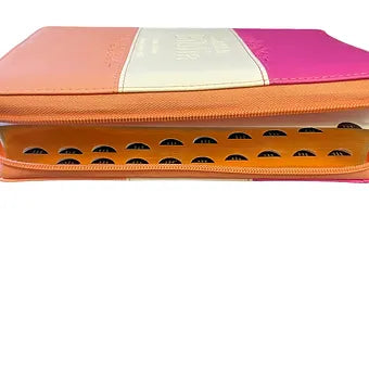 Biblia RVR60 Letra Grande T/M, Indice y Cierre - Guinda/Crema/Melon
