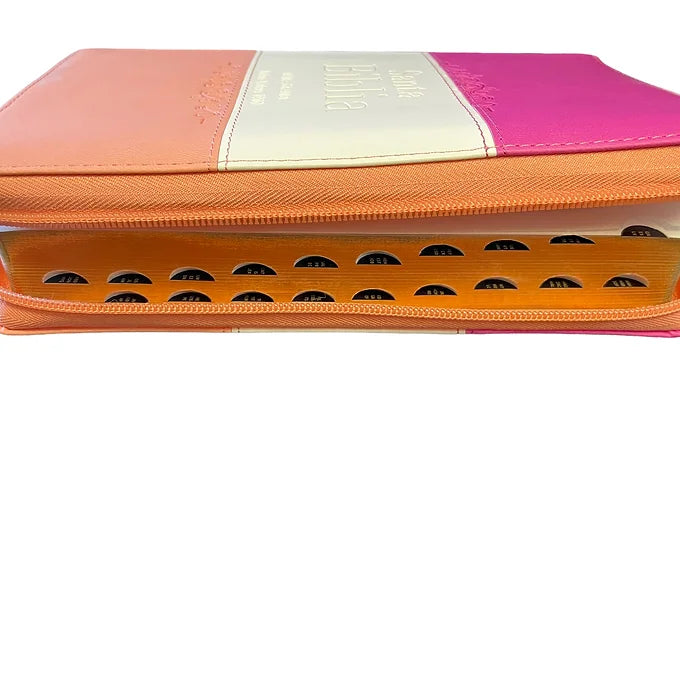 Biblia RVR60 Letra Grande T/M, Indice y Cierre - Guinda/Crema/Melon
