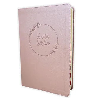 Biblia letra gigante, Simil Piel Rosa Perla  con indice