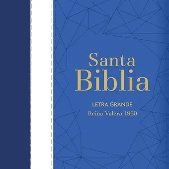 Biblia Letra Grande Tamaño Manual, Indice, Cierre, Tricolor Azul Crema-Azul Mari