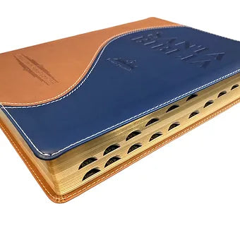 Biblia Letra Gigante RVR 1909, Simil Piel Crema-Azul Con Indice