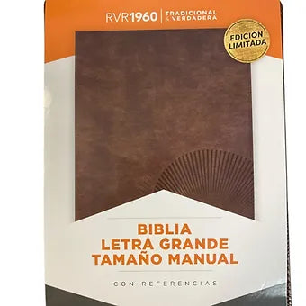 Biblia letra grande tamano manual 12 Puntos, Simiel Piel Cafe con indice y cierr
