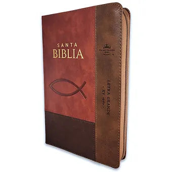 Biblia Letra Grande 12 Pts,Cierre RV1960 | Imitacion Piel Cafe Ichtus Con Indice