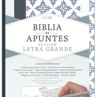 Biblia de Apuntes NVI, Letra Grande, Símil Piel Blanco/Azul