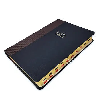 Biblia letra supergigante, RVR 1960 , Simil Piel, Negro con Cafe con Indice