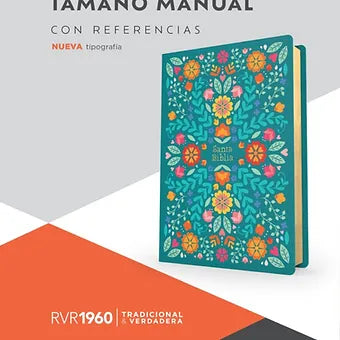 Biblia Letra Grande Tamano Manual 12 Puntos RVR 1960 | Simil Piel Floreada
