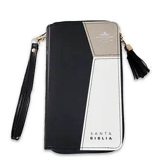 Biblia Tamano Chequera, Cierre RVR 1960 | Imitacion Piel Negro-Beige
