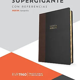 Biblia letra supergigante, RVR 1960 , Simil Piel, Negro con Cafe con Indice