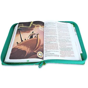 Biblia Interactiva para ninas letra grande, Simil Piel Rosa con cierre