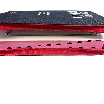 Biblia RVR1960  Letra Grande 12 Pts  Tamano Manual Cierre, Jean Rosa Con Indice