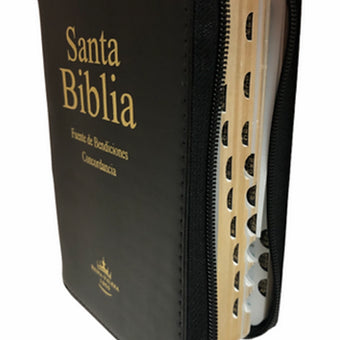 Biblia Fuente de Bendiciones Compacta, cierre RVR60, Imit. Piel Negro Con Indx