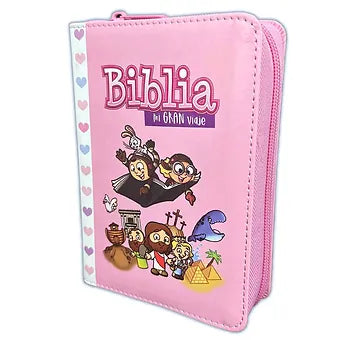 Biblia Mi Gran Viaje de Bolsillo con Cierre RV1960, Imitacion Piel Rosada