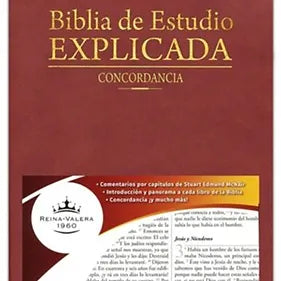 Biblia de estudio explicada RVR 1960, Piel Especial Marron Con Indice