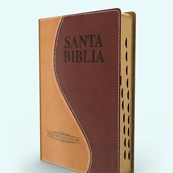 Biblia Letra Grande Tamano Manual RVR 1960 Con Indice, Simil Piel Beige-Marron