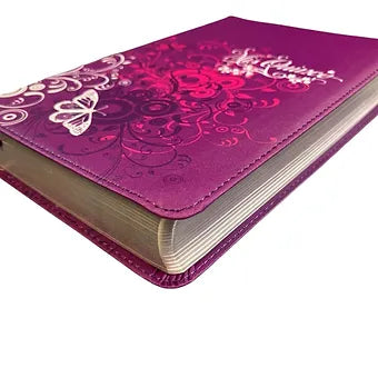 Biblia Mis Quince, RVR 1960, Símil piel amatista con mariposas