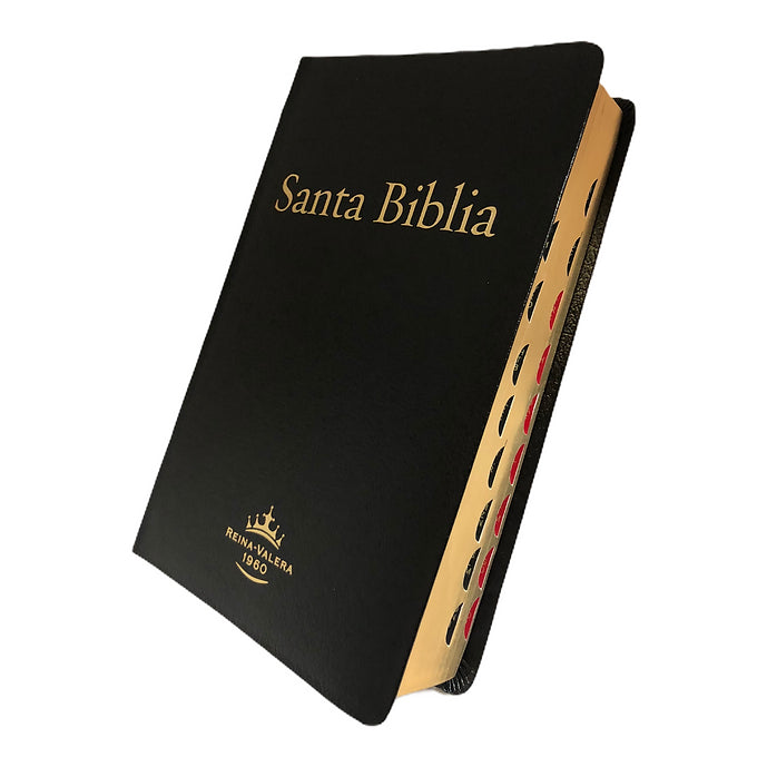 Biblia Letra Gigante Tamaño Manual RVR 1960, Piel Negro Con Índice
