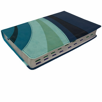 Biblia de Estudio Arco Iris, RVR 1960, Símil Piel Azul Eléctrico-Celeste