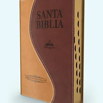 Biblia Letra Gigante RVR 1909, Simil Piel Crema-Marron Con Indice