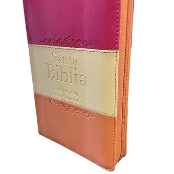 Biblia RVR60 Letra Grande T/M, Indice y Cierre - Guinda/Crema/Melon