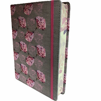 Biblia De Apuntes RVR 1960, Tela Impresa Gris y Floreado