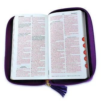 Biblia Tamano Chequera RVR60, Zipper, Lila-Gris con Indice