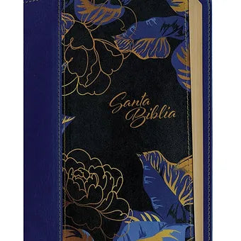Biblia manual NTV, letra grande con Filament (SentiPiel, Azul oscuro, Letra Roja