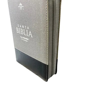 Biblia Compacta Letra Grande 11 Pts, Index, Zipper,  Jean Negro-Gris