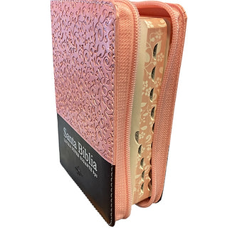 Biblia Tamaño Bolsillo RVR1960 ,Dos Tonos Rosa-Cafe Indice y Cierre