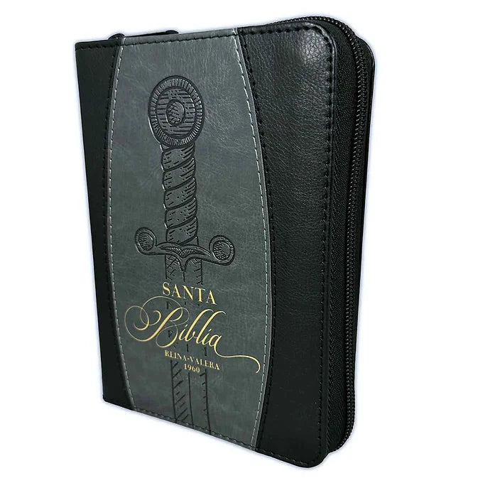 Biblia Espada de Bolsillo con Cierre 8 Puntos RV1960, Imitacion Negro con Indice
