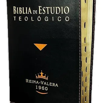 Biblia De Estudio Teologico RVR 1960, Piel Negro Con indice