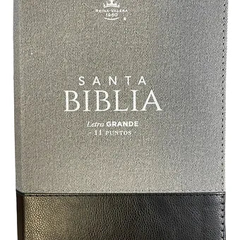 Biblia Compacta Letra Grande 11 Pts, Index, Zipper,  Jean Negro-Gris